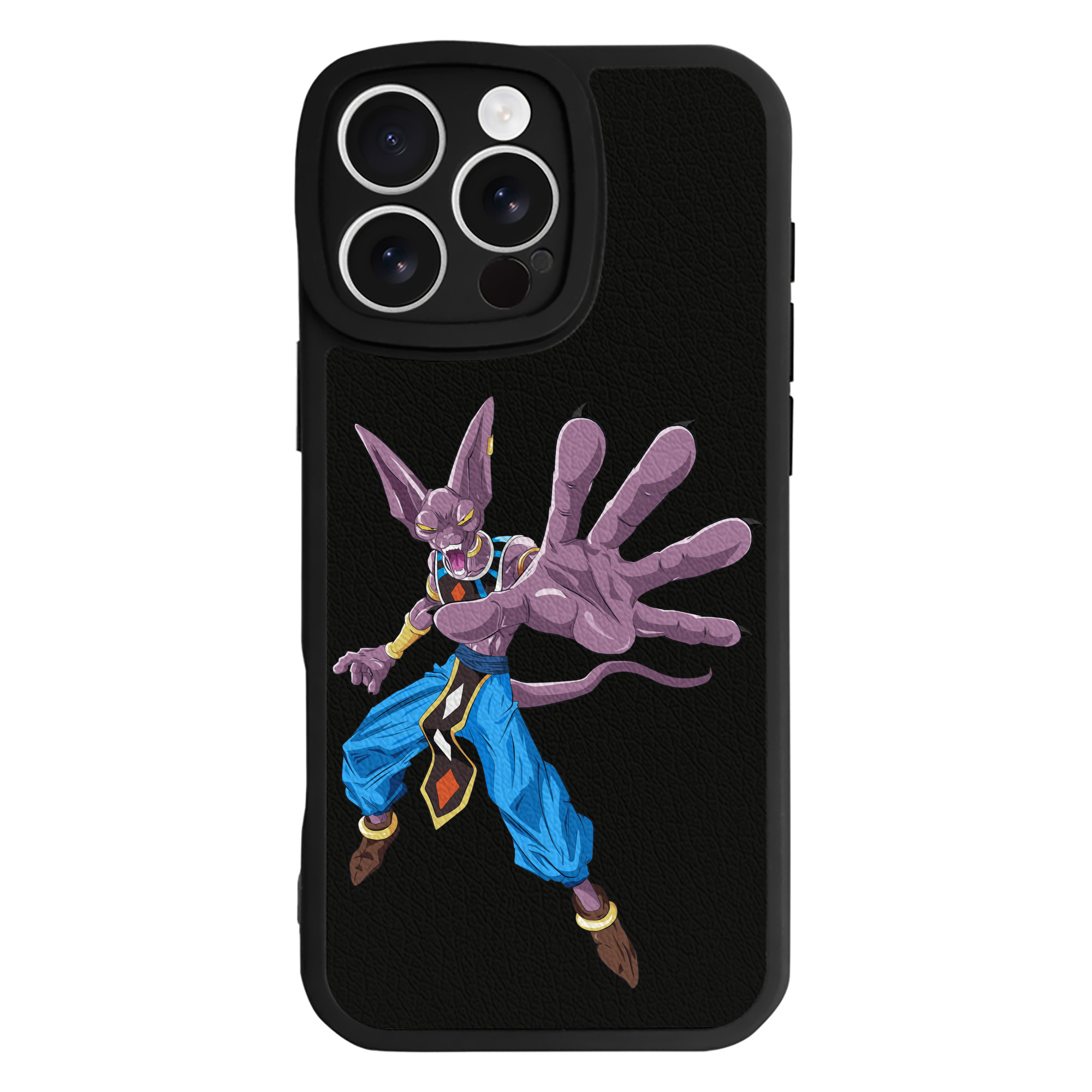 （画像用） ドラゴンボール ビルス 破壊神ビルス DRAGON BALL Beerus Birusu 【iPhone 16シリーズ対応】シリコンスマホケース（レザー調） 材質：シリコン